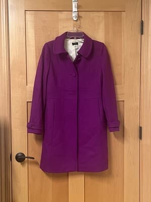 VTG J.Crew Purple Wool Blend Pea Coat 6 - Jewel Tone Statement Fall Winter Coat