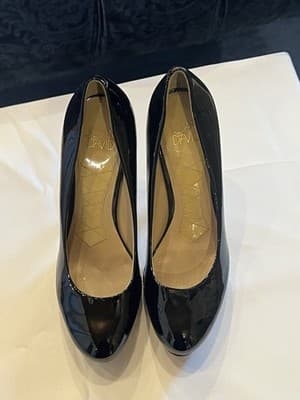 JOAN & DAVID Black Patent Platform Heels Size 7.5