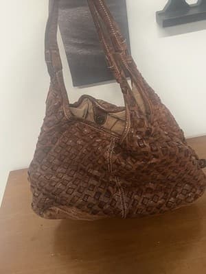 LANGELLOTTI Brown Woven Shoulder Bag~AMAZING