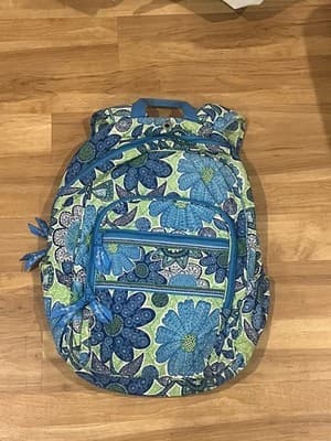 Vera Bradley Backpack Wide Straps Doodle Daisy Pattern Quilted Student College