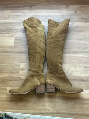 Marc Fisher Taupe Suede Western Style Riding Boots Size 8.5