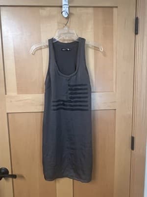 WILLIAM RAST TARGET WOMEN'S OLIVE GREEN AMERICAN FLAG PRINT DRESS/TUNIC SIZE S