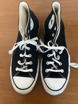 Converse Chuck Taylor All Star Platform Black Leather Sz 10.5 Women's ~READ