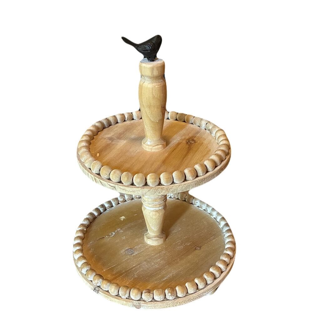 MINI BEADED TWO TIERED STAND