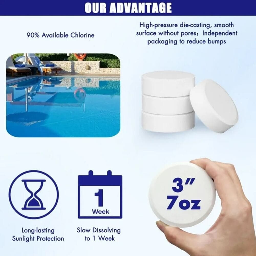 20lbs Pool CHL0RINE TABLETS 3 Inch - 99% Trichloro-S-Triazinetrione