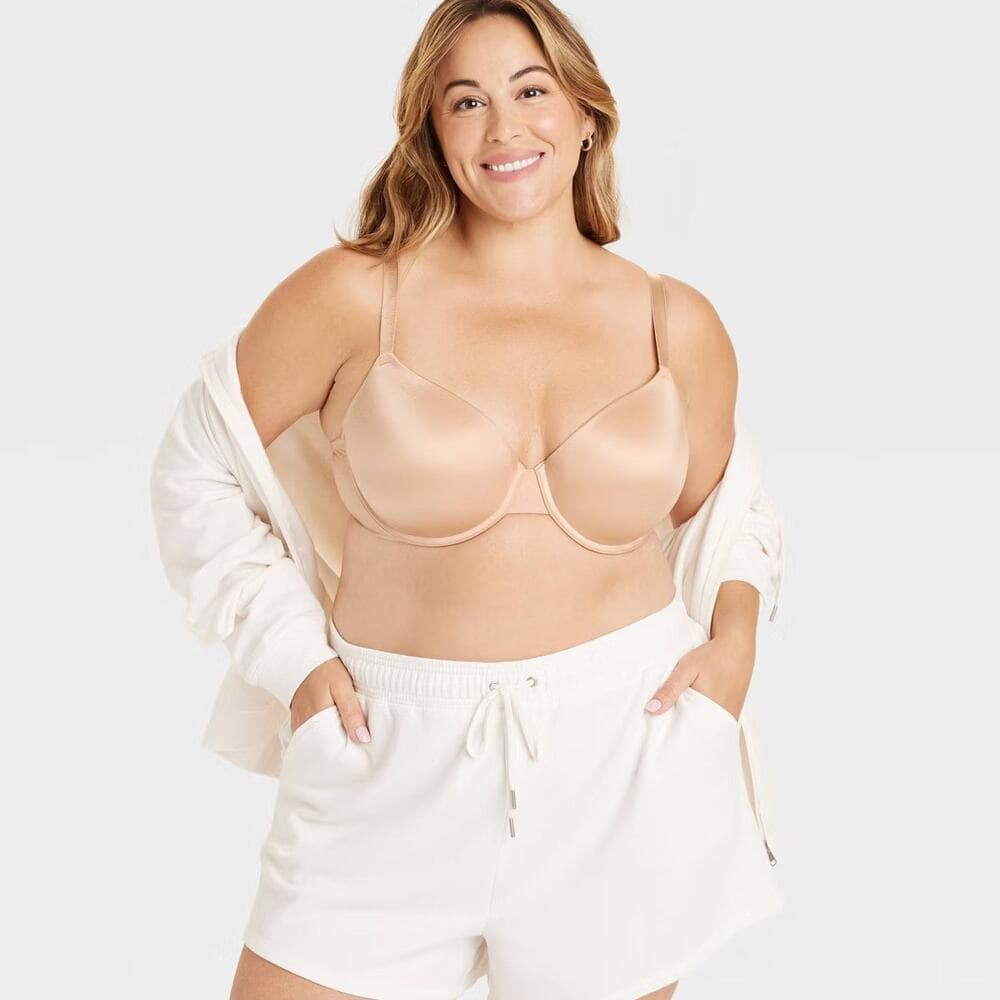 Women's Demi T-Shirt Push-Up Bra - Auden Pearl Tan 40C Light Lift, Molded Cup