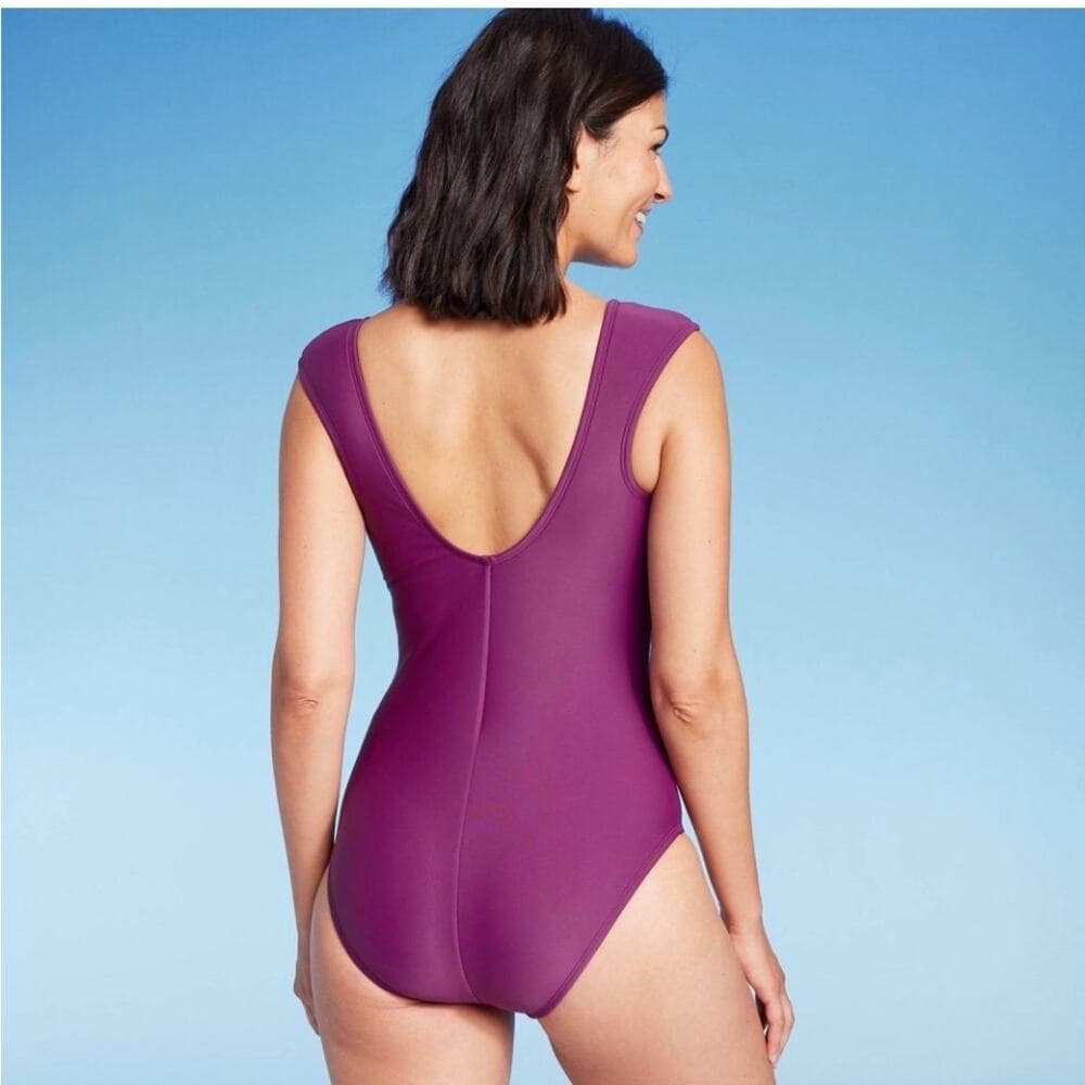 Women's Cap Sleeve One Piece Swimsuit - Shade & Shore Size Medium Purple