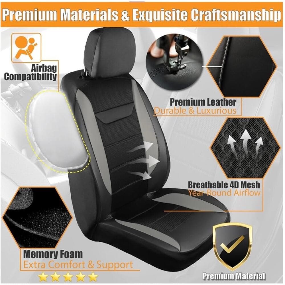 kingphenix Car Seat Covers: 2-Pack Front Cars Seat Protector Gray