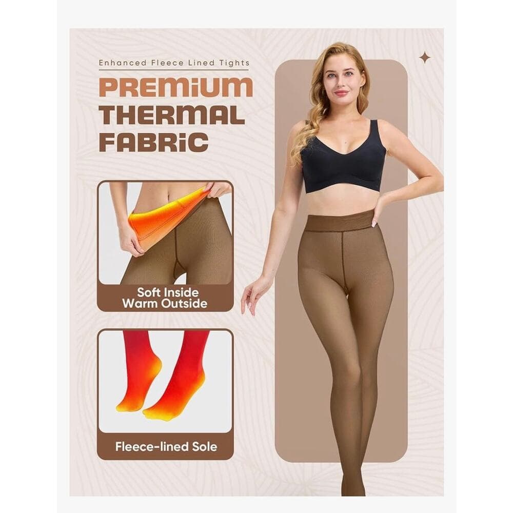 Fleece Lined Thermal Tights-Warm Fake Translucent Pantyhose LNMBFV
