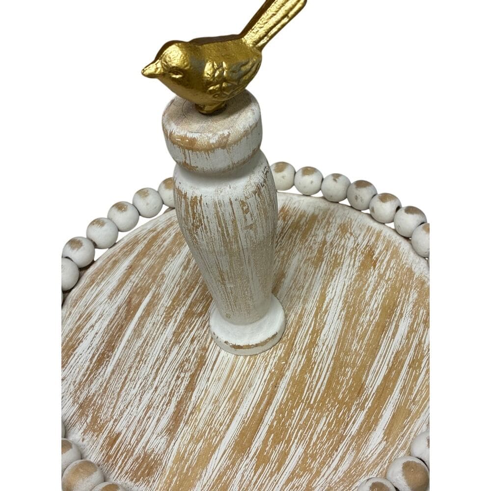 Fulluxury 2 Tier Tray Table Decor White Washed