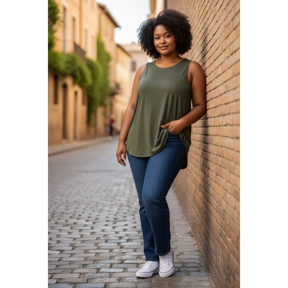 Azules Women’s Army Green Tank Top 3X