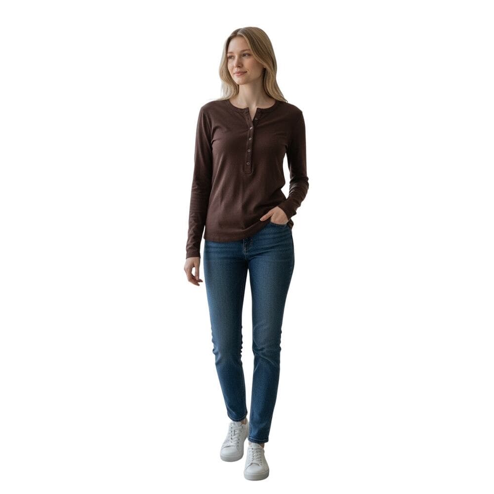 Universal thread Women’s Long Sleeve Top With 6 Buttons On it Size X-Large Brown