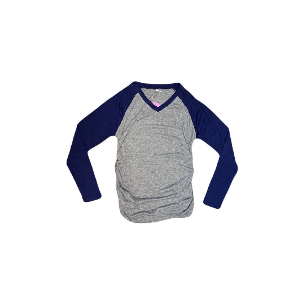 Oakgarden Women’s Long Sleeve Shirt Size Small Grey With Blue Sleeves