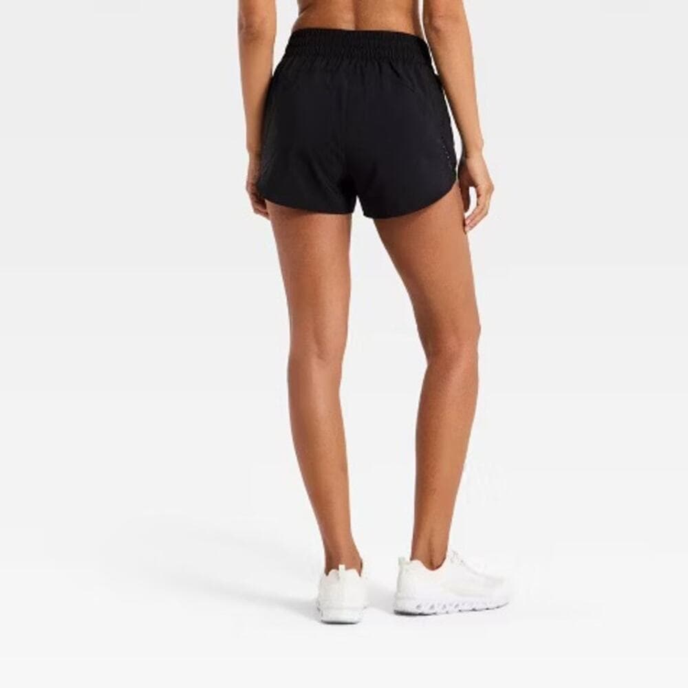 Women's Woven Mid-Rise Run Shorts 3" - All In Motion Black XL
