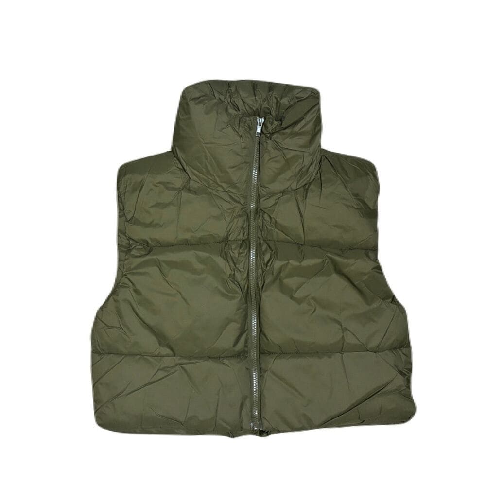 Girl's Winter Junior Young Style Crop Waist Puffer Vest Sleeveless Lightweight M