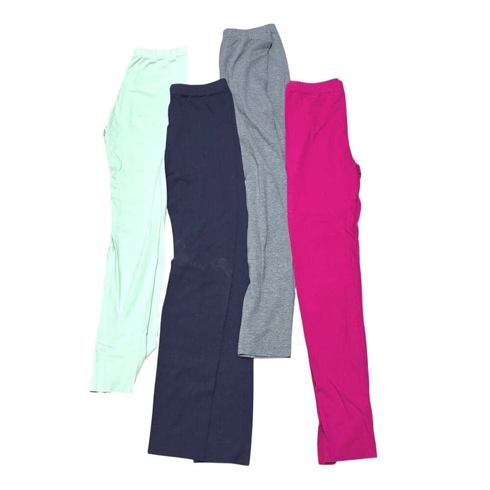 A Bundle Of Girls Leggings 11/12 Y Navy, Gray, Green & Pink