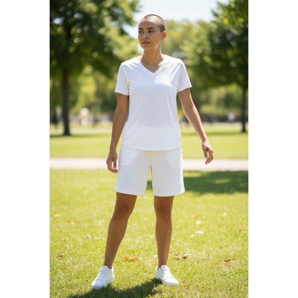 Boladeci White T-Shirt For Women’s Short Sleeve V Neck Dry Fit Workout Top Sz M