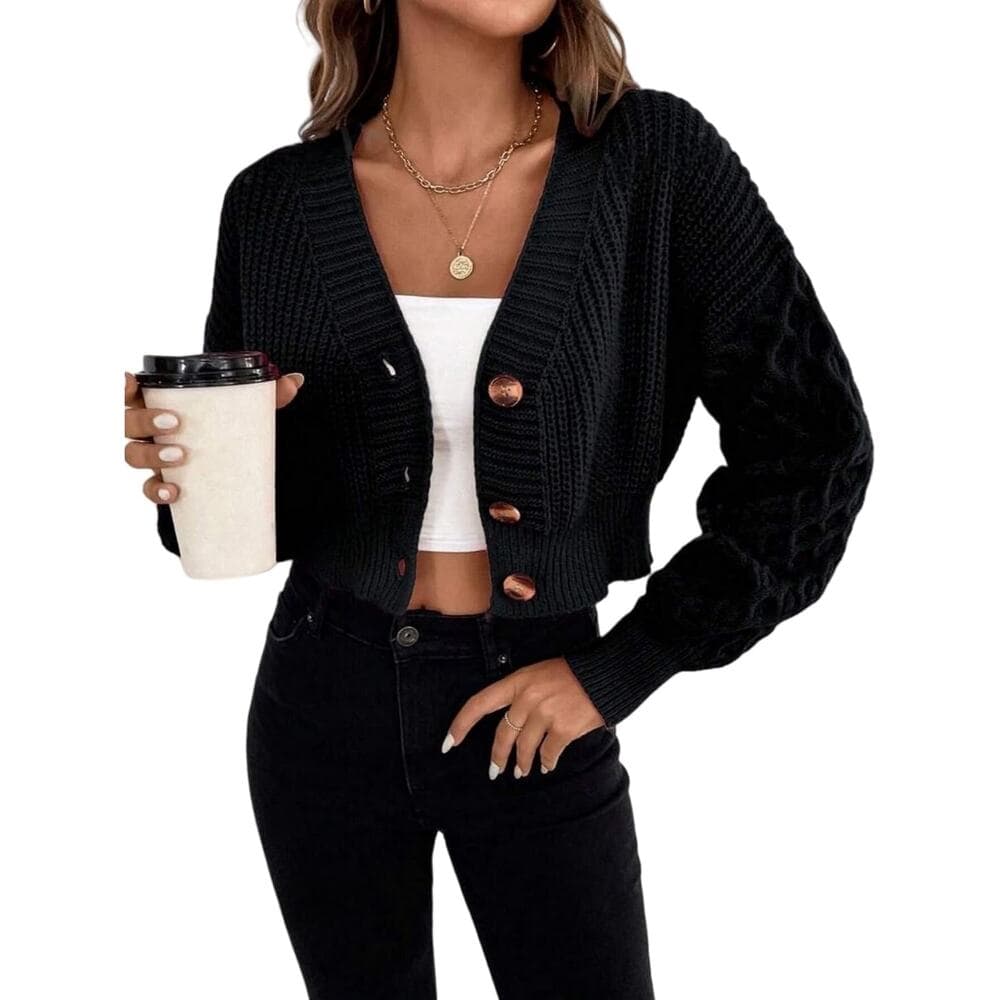 Zaful Sweaters for Women Fall Fashion 2023 Black Casual Drop Size Large