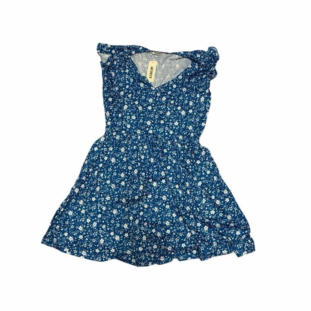 huhot women's casual summer vacation mini dress blue Size Small