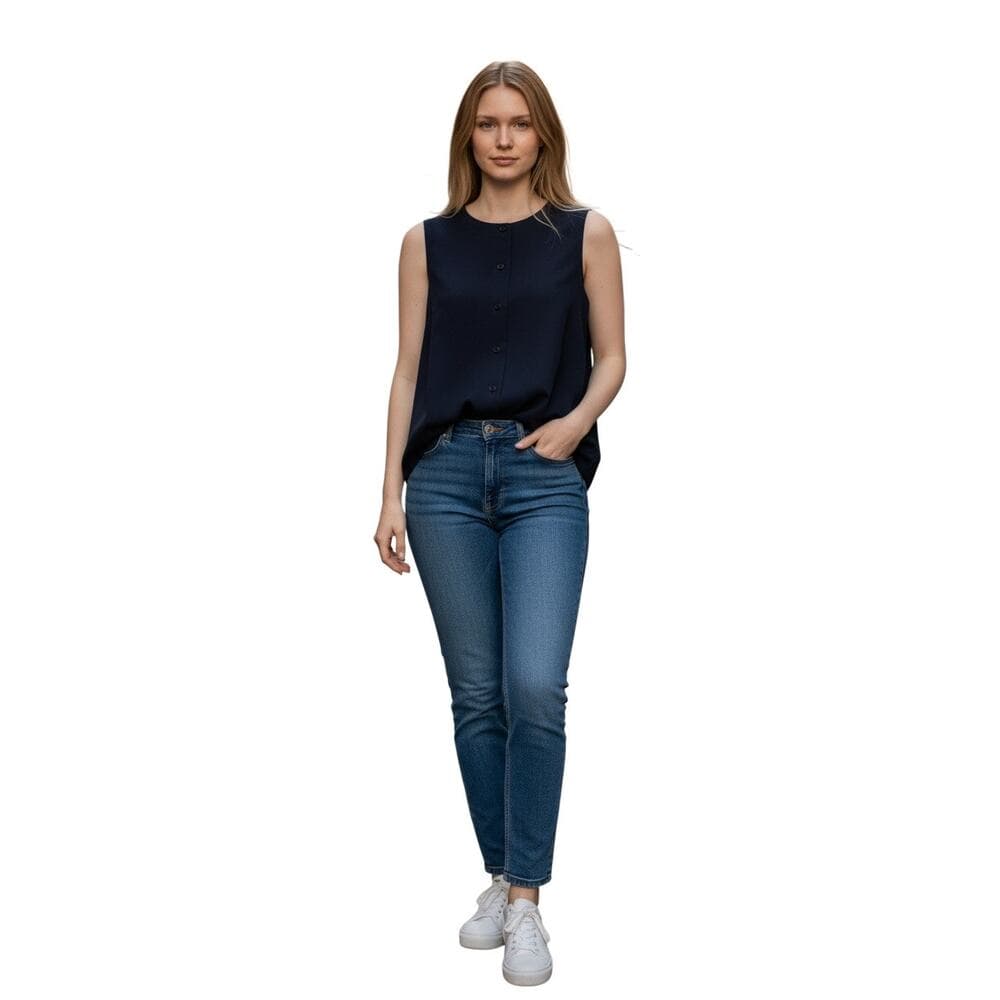 Evaless Women's Crewneck Cutaway Vest Navy Size medium