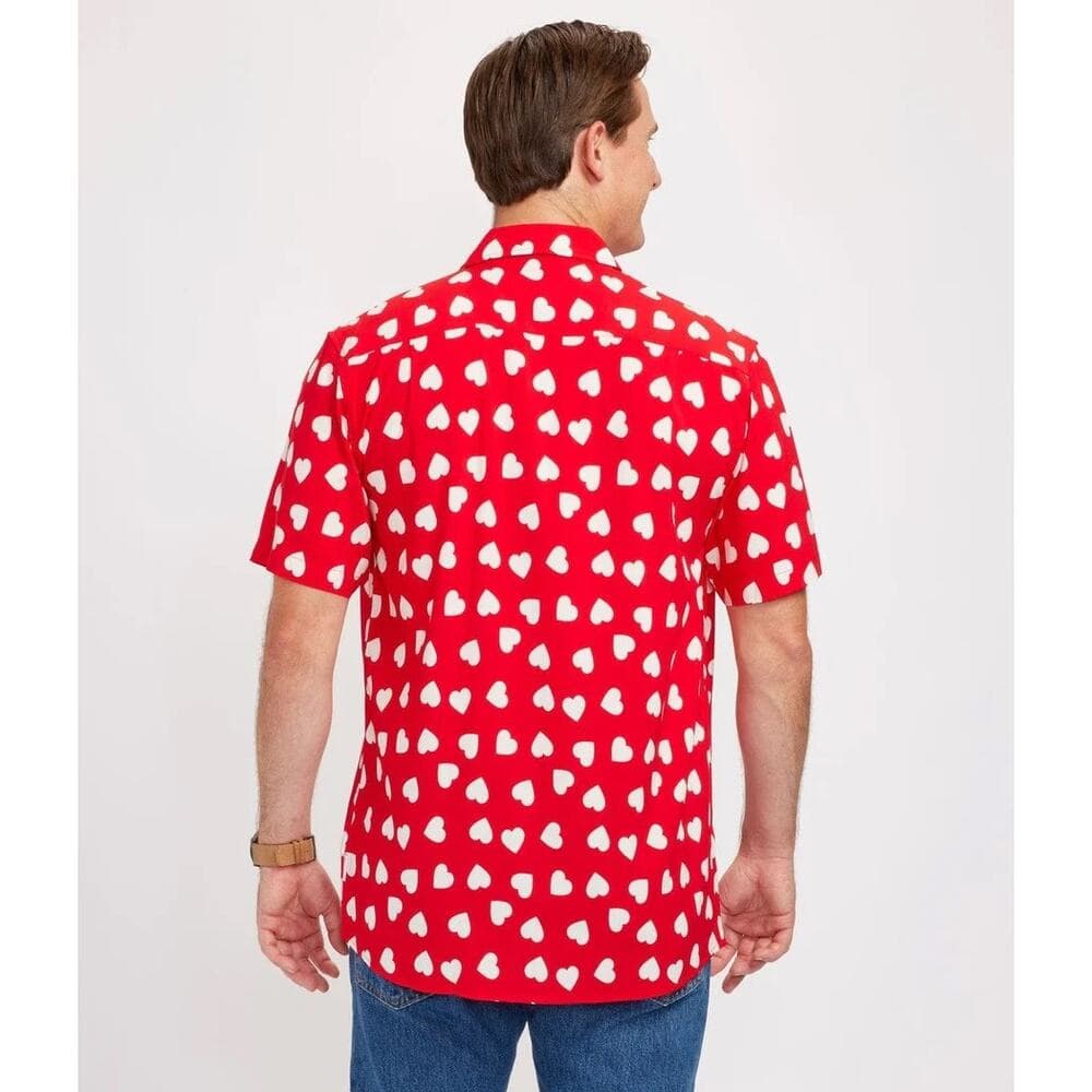 Tipsyelves Men’s Heartbeat Button Down Shirt Size Large
