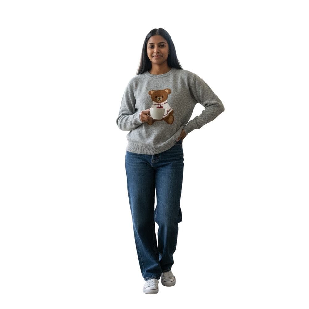 Art Class Girls Crewneck Gray Sweatshirt With Terry Bear On It 14/16 XL