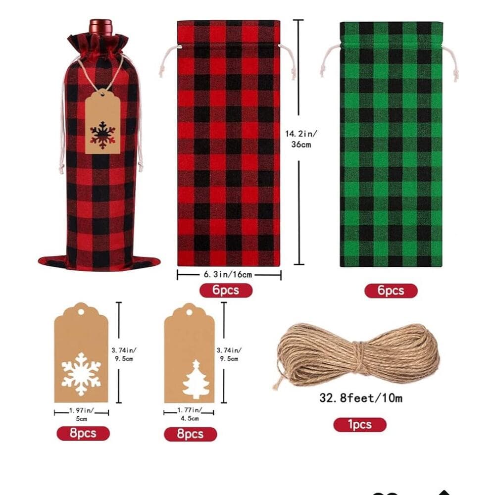 12 Christmas Wine Burlap Bags! Perfect for adding a rustic touch