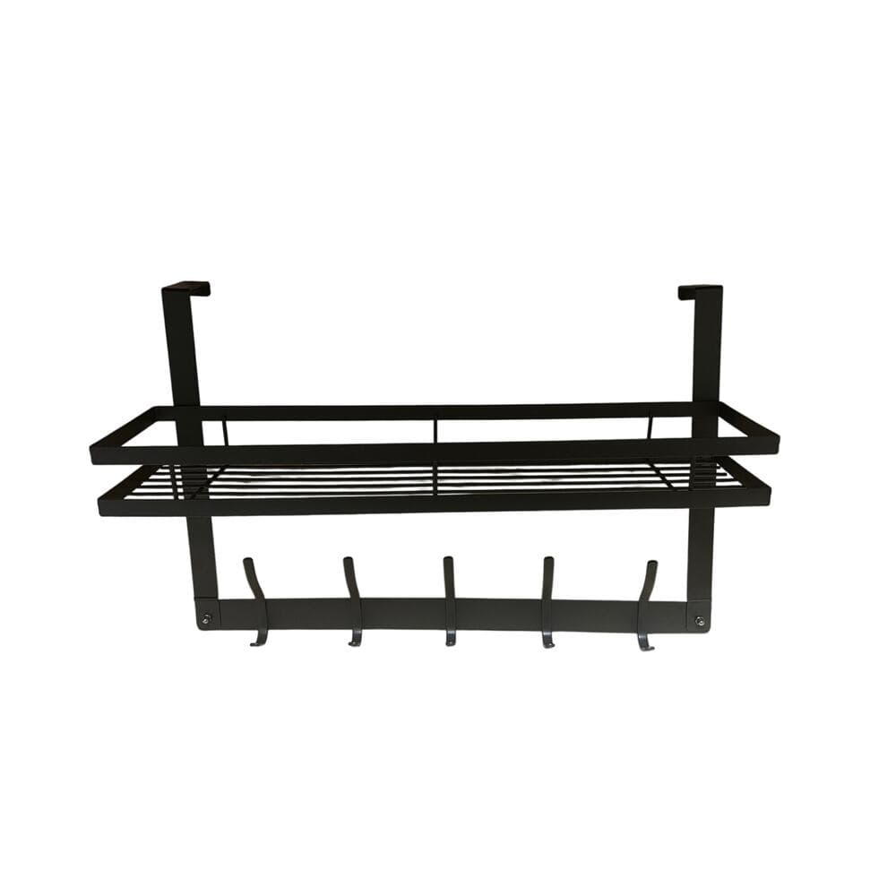 Metal Over the Door 5 Hooks Coat Towel Clothe Bag Hanger Rack Bathroom Organizer