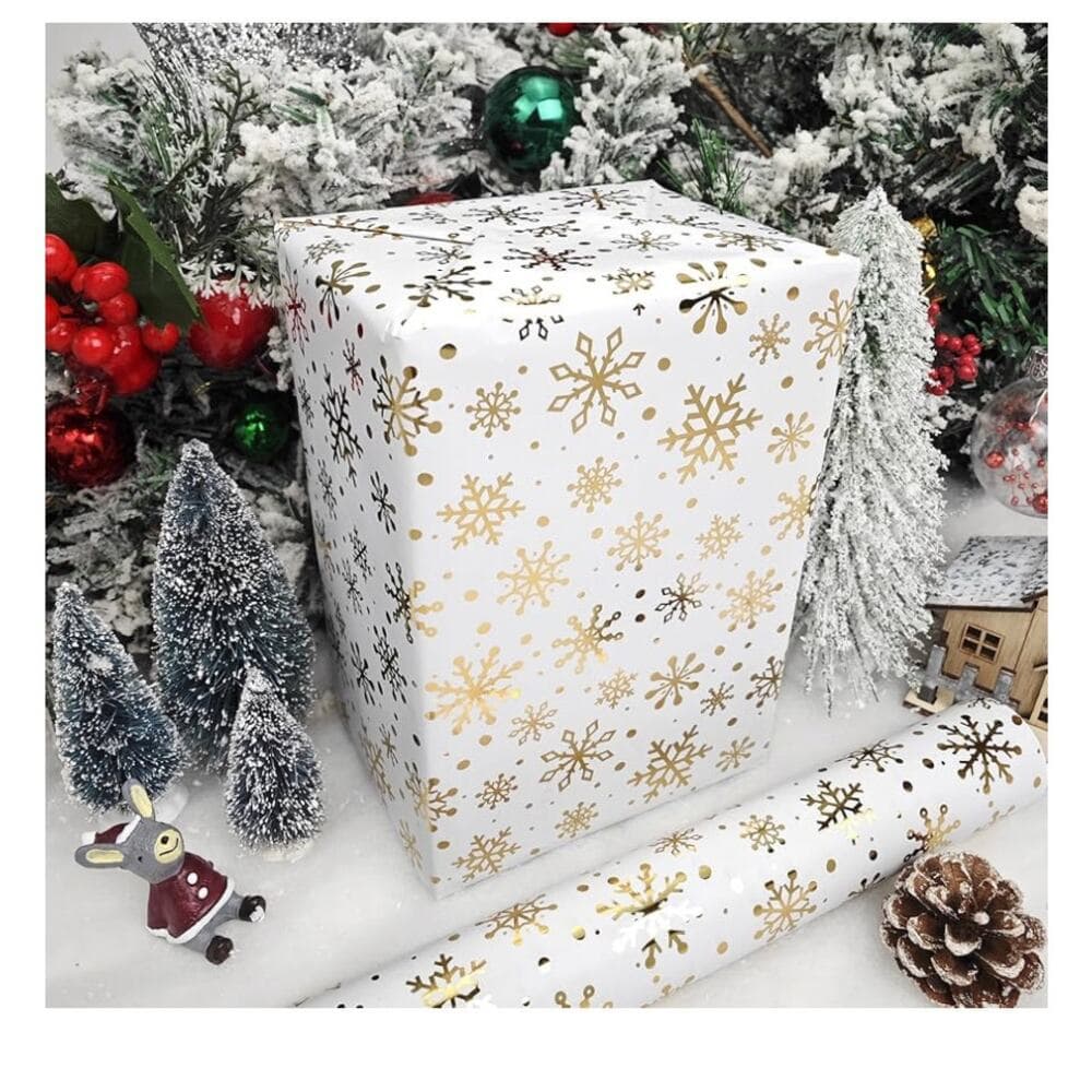 LDGOOAEL Mini Short Small Christmas Wrapping Paper Roll (17 inches X 32.8 feet)