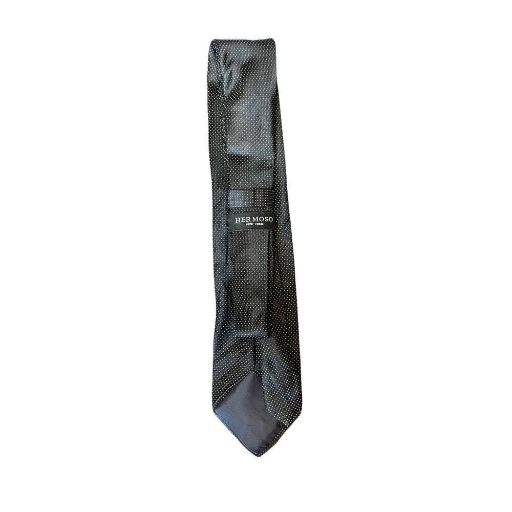 Her Moso Black Men’s Tie With White dot on it