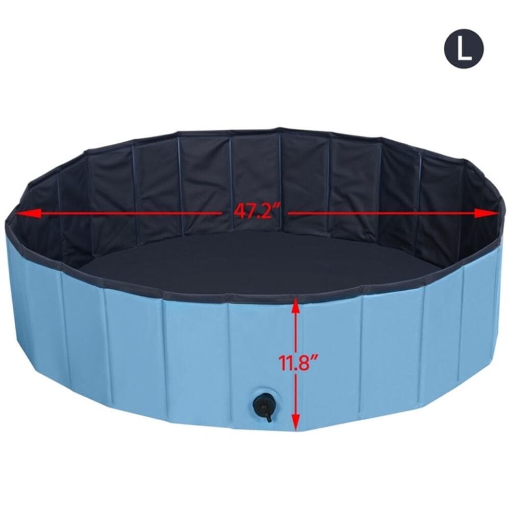 Foldable Pet Swimming Pool for Indoor/Outdoor, Blue, L