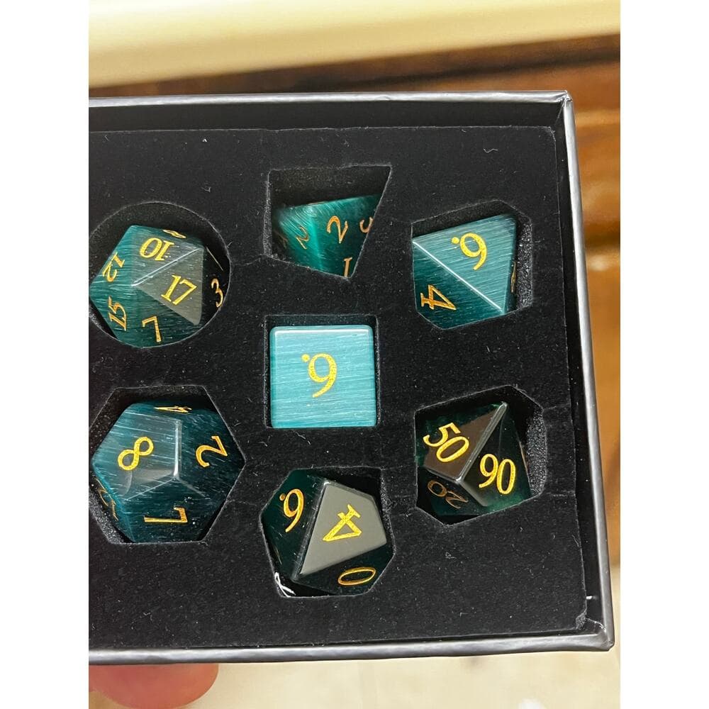 MET015 - Metal Dice Company: 16mm Painted Turquoise Metal Dice Set