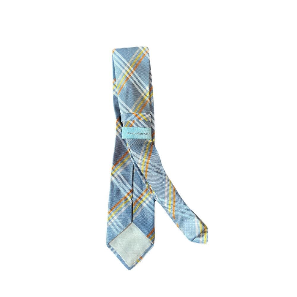 Bruno Marchesi Blue Men’s Tie With Yellow/Orange Stripes