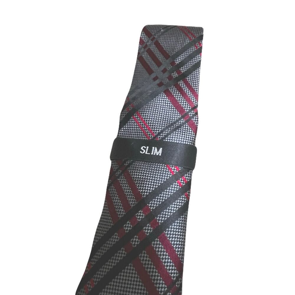 Bloomingdale’s Men’s Tie Grey With Red & Black Strips