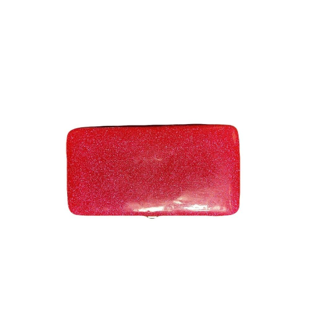 pink women’s Hard Cover wallet 7” W X 4” L