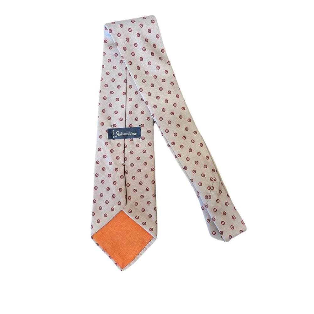 Italianissimo Men’s Tie Grey With Red Circle Designs On It RN 43170
