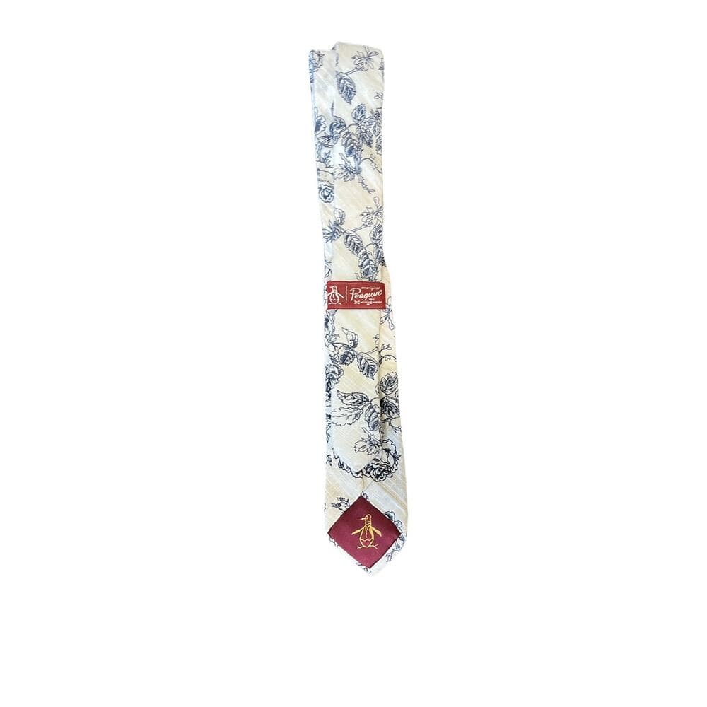 Penguin Men’s Tie White with Blue leafs On It