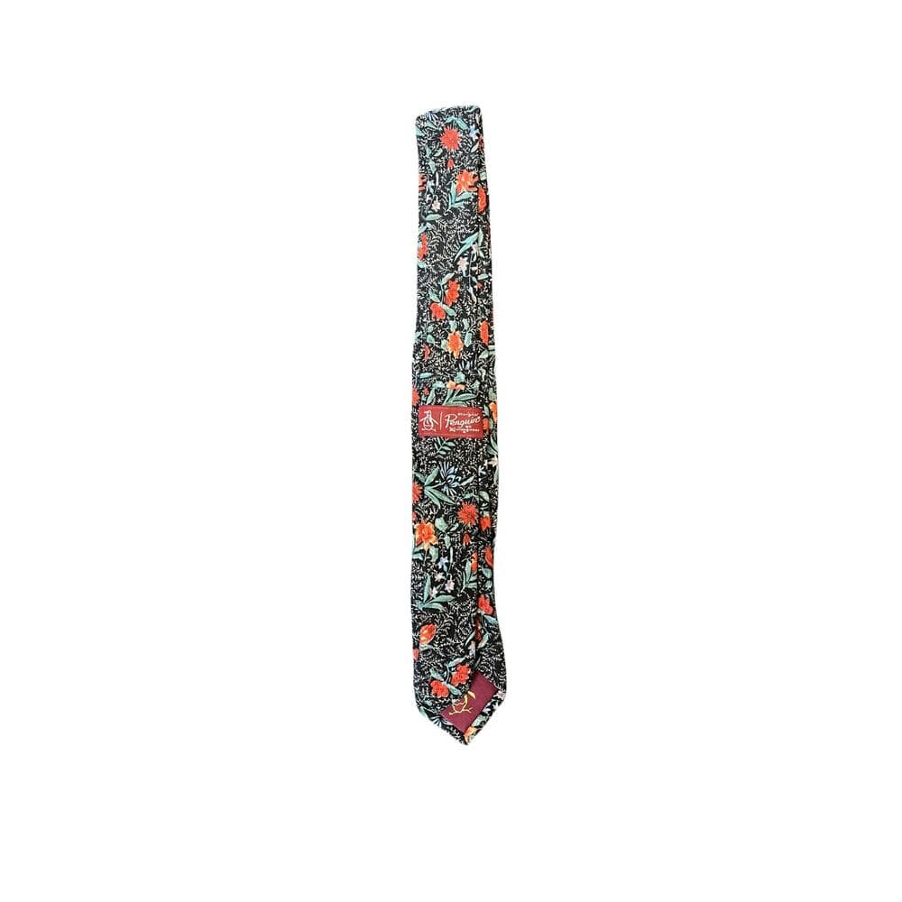 Penguin Men’s Tie Black With Red Flowers