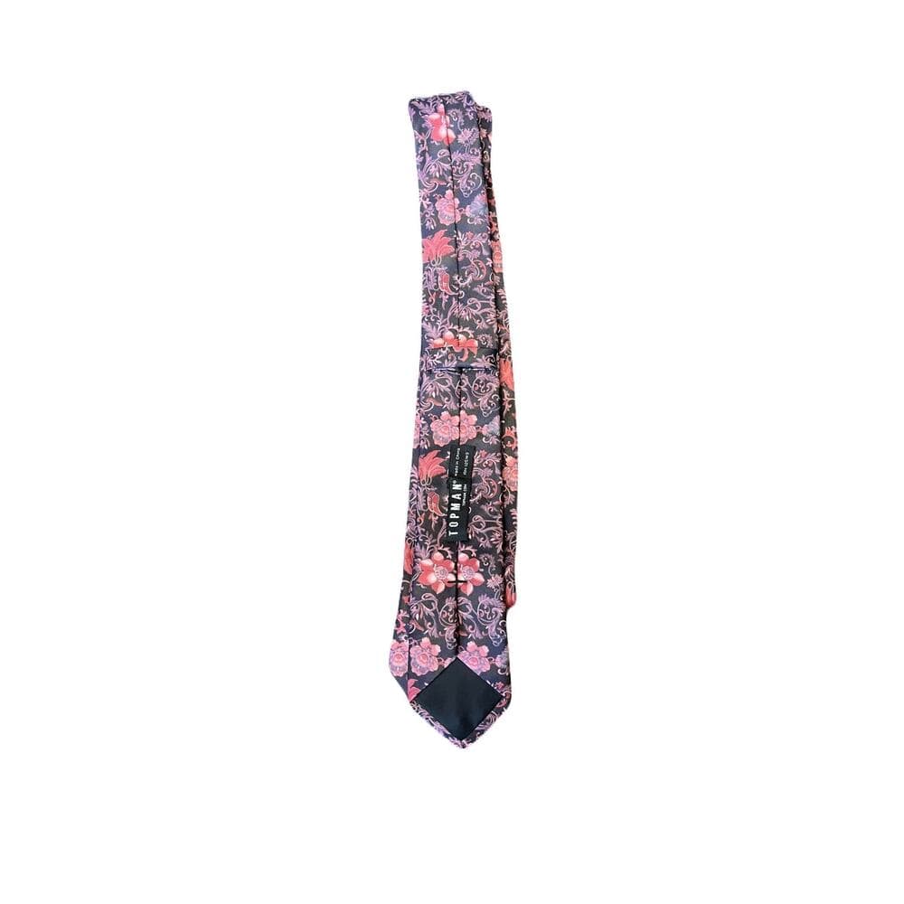 Top Man Men’s Tie Black With Pink Flowers