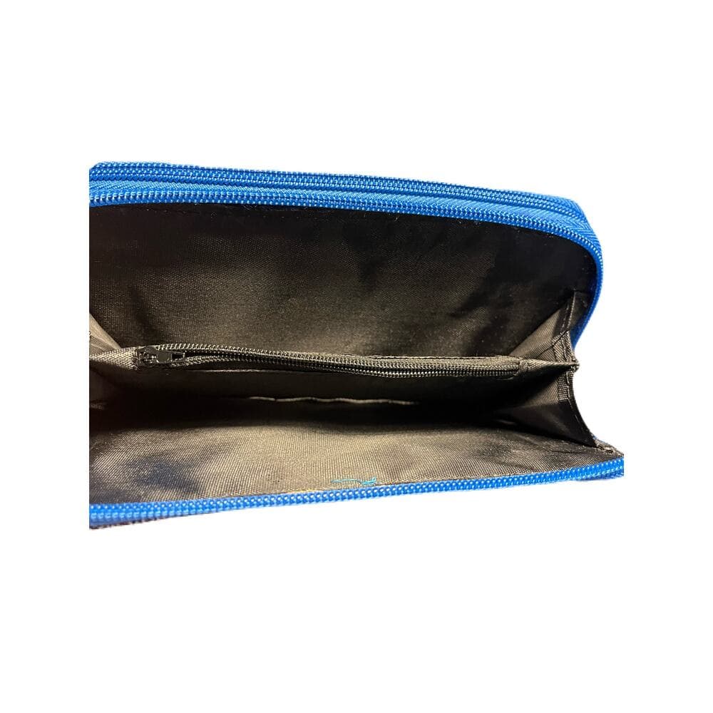 Mini Women’s Wallet Blue & Sliver 7” W X 4” L