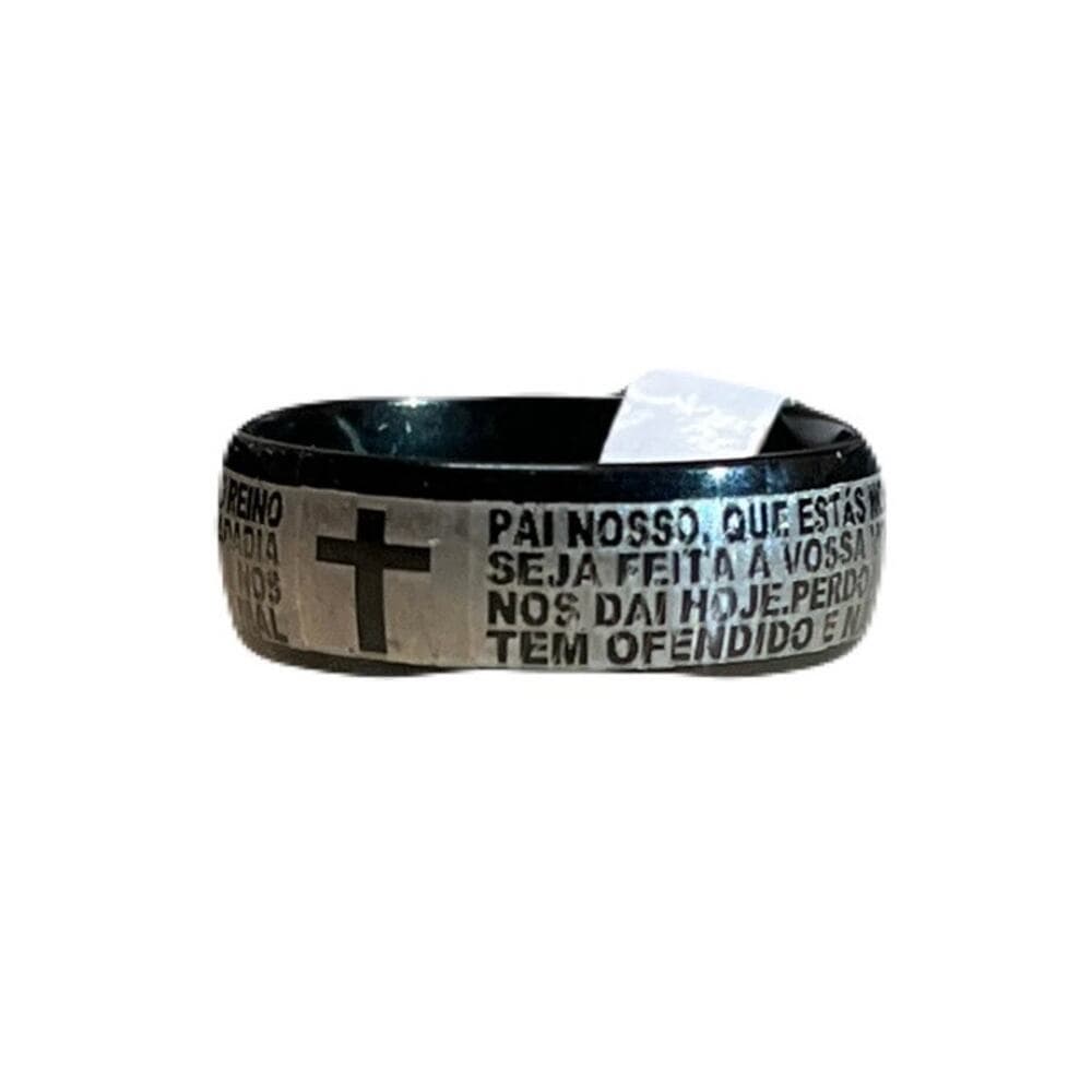 Stainless Steel Bible Verse Christian Lord's Prayer Cross Ring In Spanish new