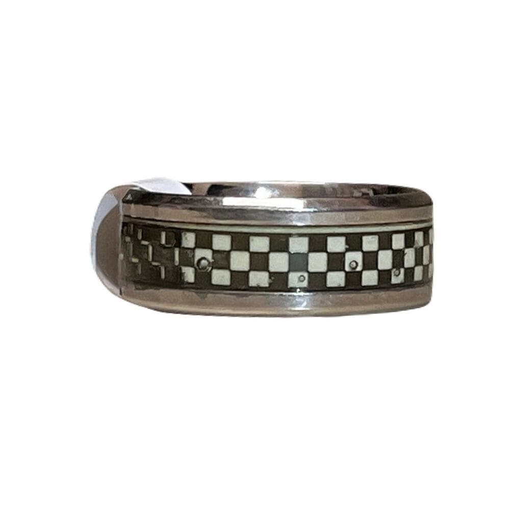 Checkered Sliver Ring Stainless Steel Size 18