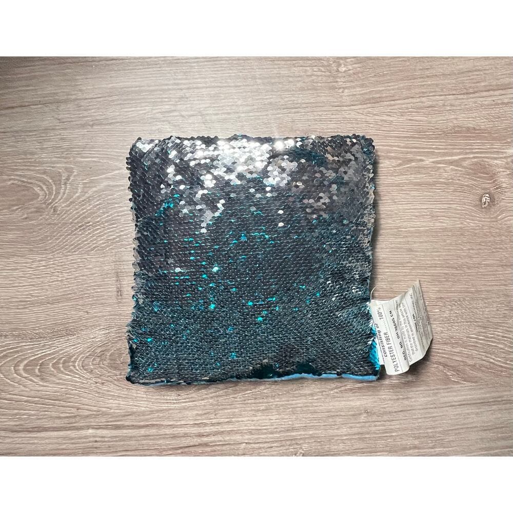 Stuffed Pillow Green & Sliver 9” X 9”