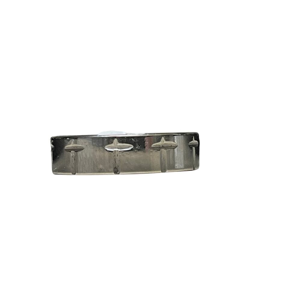 Stainless Steel Sliver Ring With Crosses On It