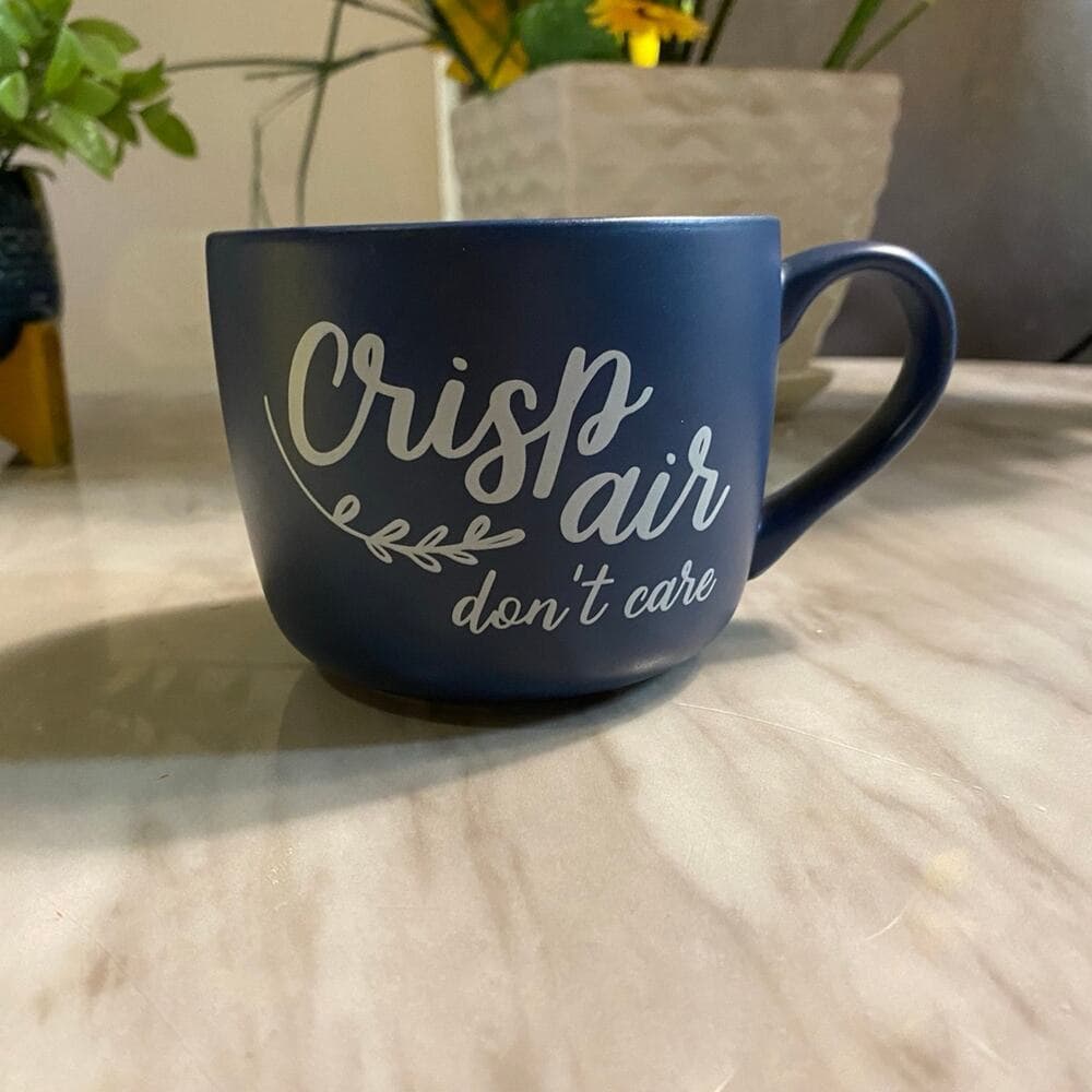 Crisp Air Dont Care 14oz Porcelain Mug by Threshold Blue White