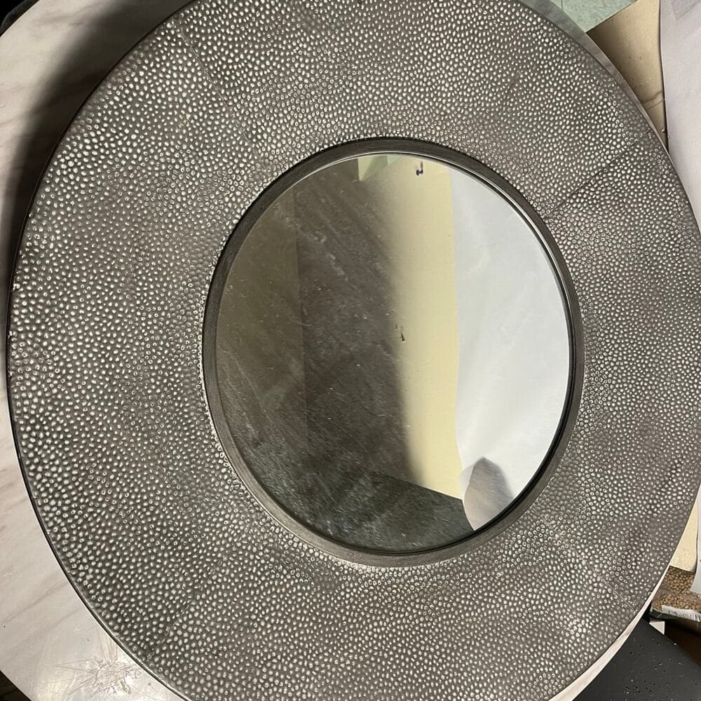 Textured Monochrome Round Mirror
