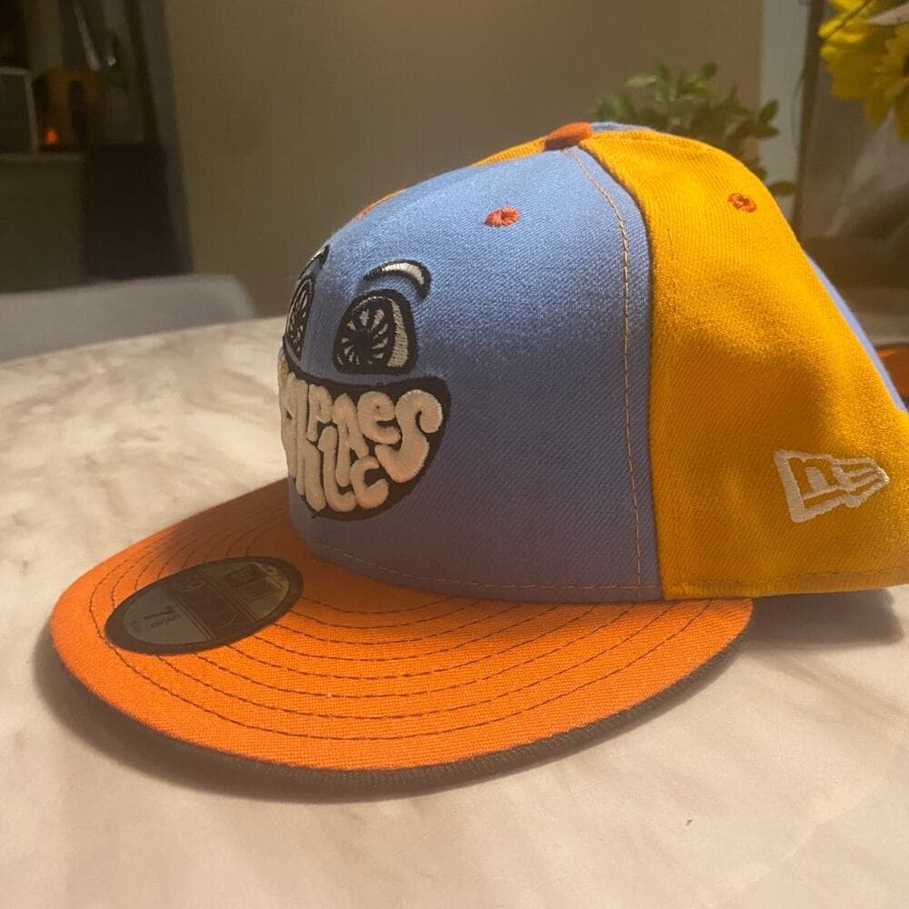 New Era Hat 7 5/8 Orange/Blue