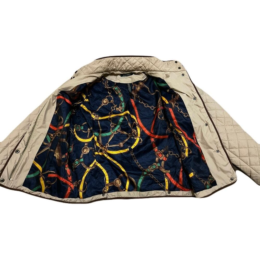 Ralph Lauren Diamond Quilted Jacket Faux Leather Size M Women's
