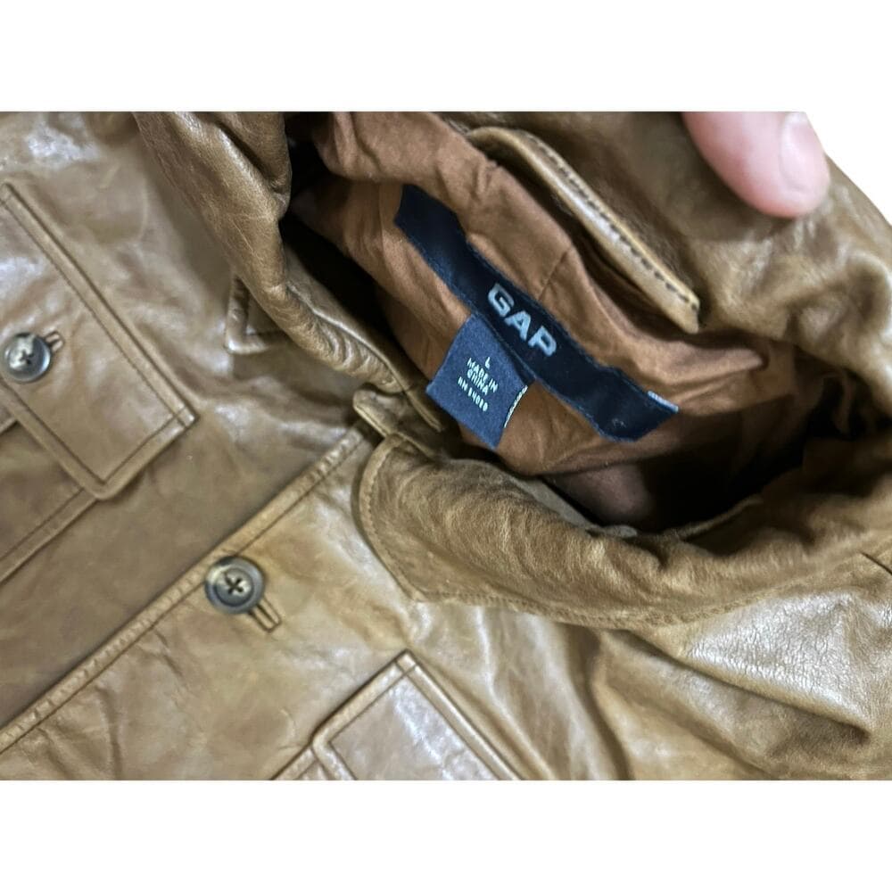 Gap Women’s Leather Brown Long Jacket Size Large