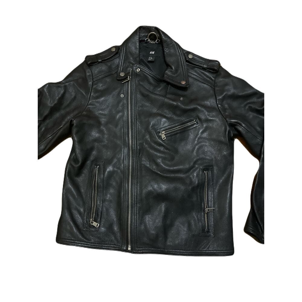 H & M Women’s Black Biker Leather Heavy Jacket Size 42R/ Large